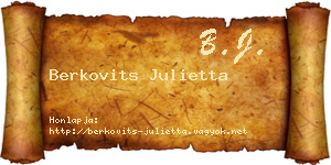 Berkovits Julietta névjegykártya